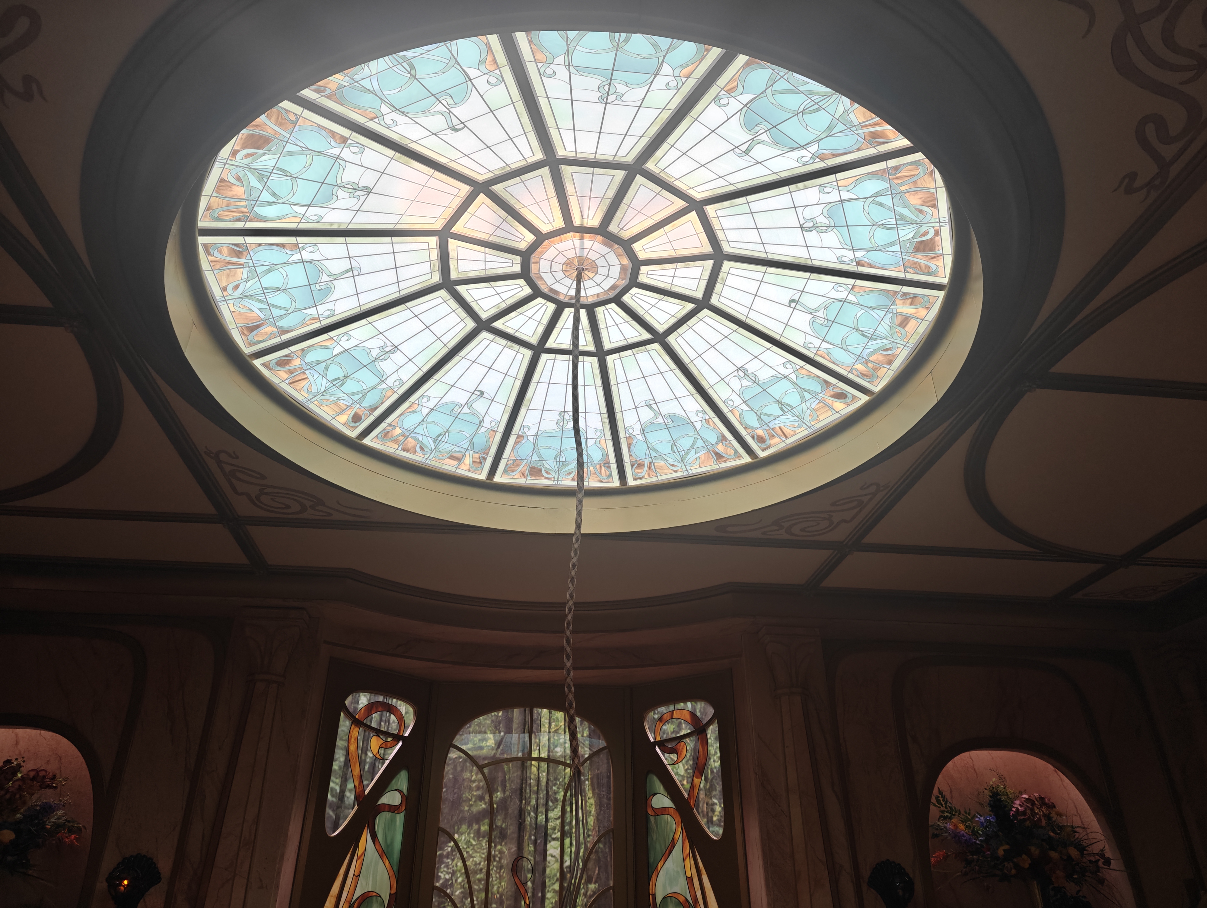 Ornate fabricated skylight detail on a film set