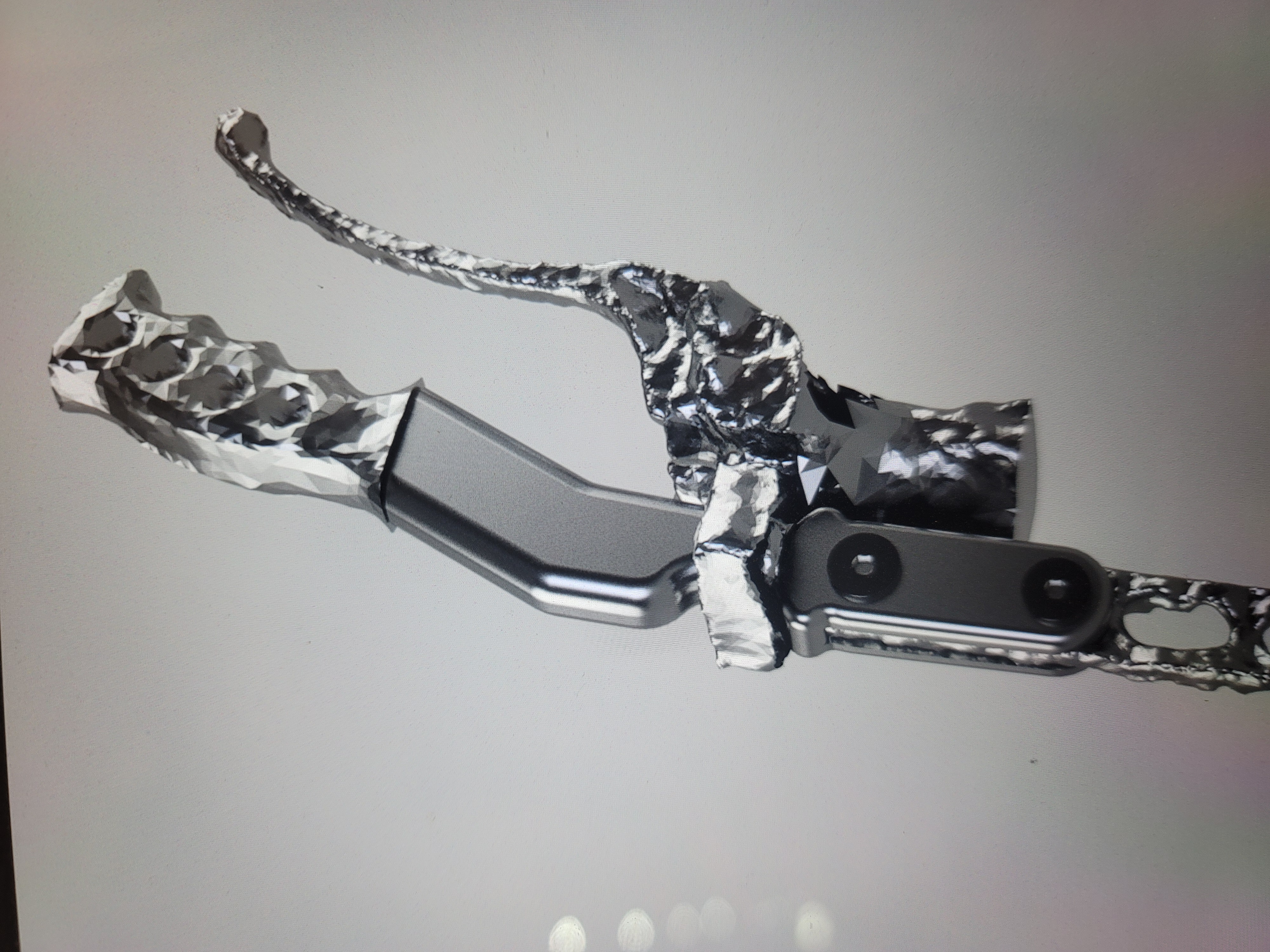 Closer digital scan view of taxi lever components and fabricated connector